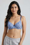 Zivame Padded Regular Wired Medium Coverage Tshirt Bra - Blue Animal Print — thumbnail 1